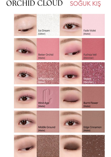 Hafif Dokulu Yoğun Renklere Sahip Göz Farı Paleti CLIO Pro Eye Palette Air (05 Orchid Cloud)