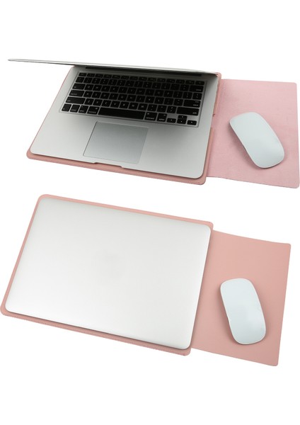 13.3 Inç Macbook Için Soyan 5'i 1 Arada Pvc Dizüstü Bilgisayar Kol Çantası + Kablo Düzenli + Güç Adaptörü Paketi + Fare Çantası + Masa Mat-Pembe (Yurt Dışından)