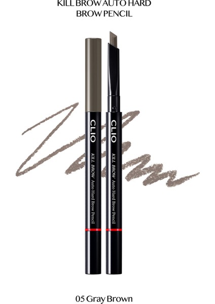 İnce Altıgen Uçlu Kaş Kalemi CLIO Kill Brow Auto Hard Brow Pencil (05 Gray Brown)