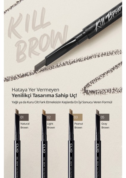 İnce Altıgen Uçlu Kaş Kalemi CLIO Kill Brow Auto Hard Brow Pencil (05 Gray Brown) indirimleri