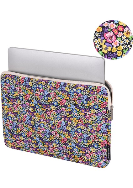 Canvasartısan H77-01 Çiçek Desenli Su Geçirmez Laptop Çantası Koruyucu Kılıf-14-Inç (Yurt Dışından)