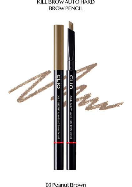 İnce Altıgen Uçlu Kaş Kalemi CLIO Kill Brow Auto Hard Brow Pencil (03 Peanut Brown)