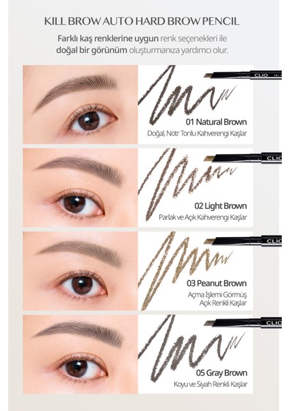 İnce Altıgen Uçlu Kaş Kalemi CLIO Kill Brow Auto Hard Brow Pencil (03 Peanut Brown) fırsatları