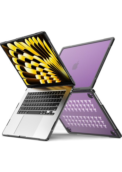 Macbook Air 15 INÇ(2023)M2 A2941/(2024)A3114 M3 Sailor Serisi Laptop Çantası Pc + Tpu Çizilmez Dizüstü Bilgisayar Kapağı-Şeffaf Mor (Yurt Dışından)