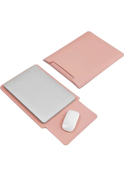 13 Inç Pu Deri Laptop Çantası Ultra Ince Dikey Dizüstü Bilgisayar Kılıfı-Pembe (Yurt Dışından)