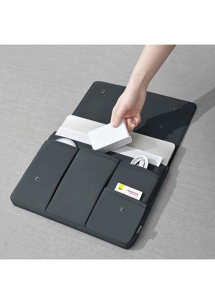 14 Inç Dizüstü Bilgisayar Kılıfı Çok Katmanlı Naylon Su Geçirmez Laptop Çantası Taşıma Çantası-Siyah (Yurt Dışından)