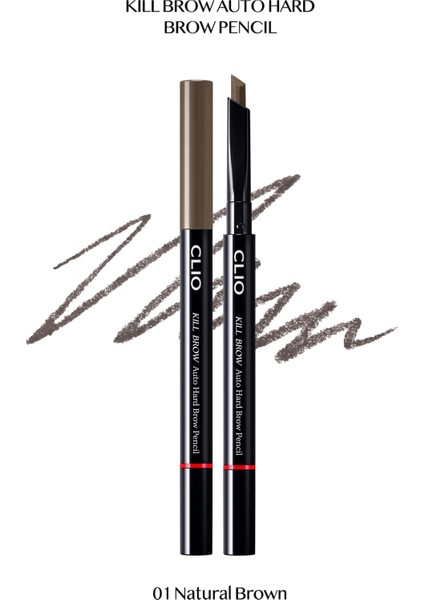 İnce Altıgen Uçlu Kaş Kalemi CLIO Kill Brow Auto Hard Brow Pencil (01 Natural Brown)
