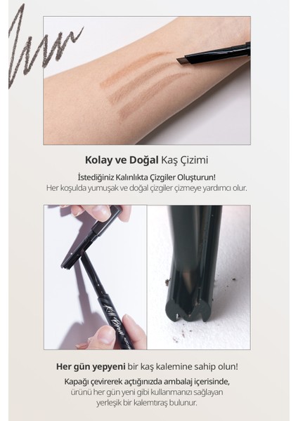 İnce Altıgen Uçlu Kaş Kalemi CLIO Kill Brow Auto Hard Brow Pencil (01 Natural Brown) modelleri