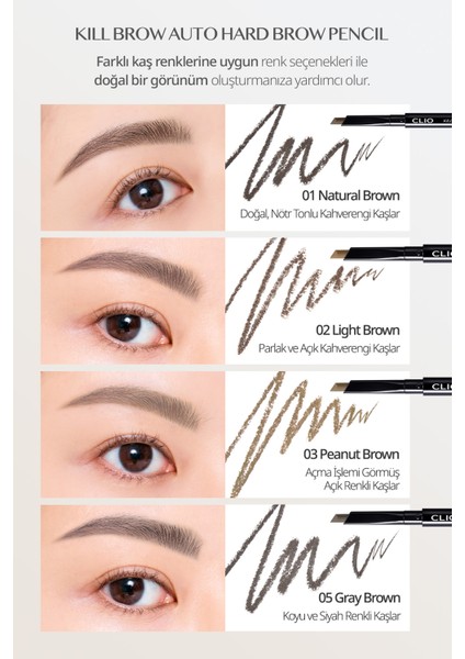 İnce Altıgen Uçlu Kaş Kalemi CLIO Kill Brow Auto Hard Brow Pencil (01 Natural Brown) fırsatları