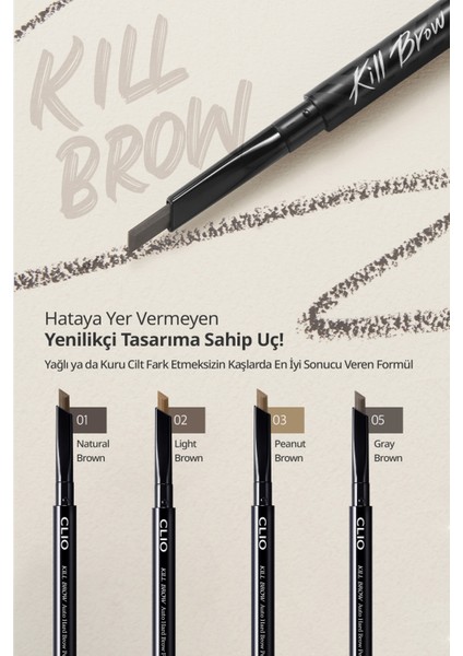 İnce Altıgen Uçlu Kaş Kalemi CLIO Kill Brow Auto Hard Brow Pencil (01 Natural Brown) indirimleri