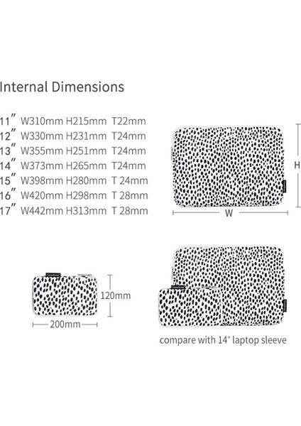 Canvasartısan H36-T0121 14 Inç Dizüstü Inek Tahıl Desenli Dizüstü Fermuarlı Koruyucu Çanta Polyester Kılıf Küçük Çanta Seti (Yurt Dışından)