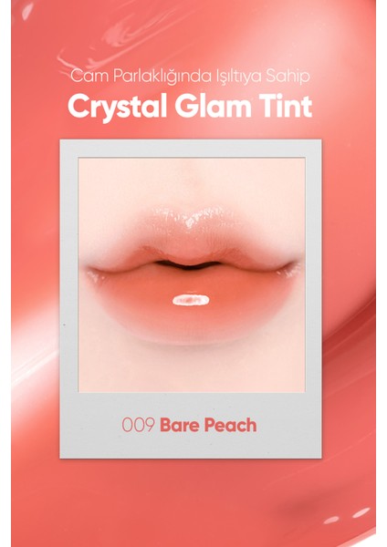 Yapışkanlık Hissi Vermeyen Yoğun Işıltılı Tint CLIO Crystal Glam Tint (09 Bare Peach)