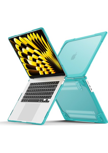 Macbook Air 15 INÇ(2023)M2 A2941/(2024)A3114 M3 Stand Tasarımı Dizüstü Bilgisayar Çizilmez Sert Pc Kapağı-Bebek Mavisi Için Laptop Çantası (Yurt Dışından)