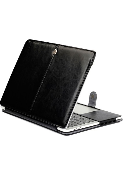 MacBook Pro 13 INÇ(2016)A1706/A1708/A1989/A2159/A2251/A2289/A2338-SIYAH Için Crazy Horse Deri Kılıf (Yurt Dışından)