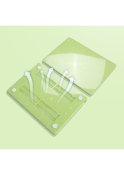 Macbook Air 15 INÇ(2023)A2941 M2/(2024)A3114 M3 Darbeye Dayanıklı Kılıf Glitter Tasarım Sert Pc Laptop Kapağı-Mor (Yurt Dışından) modelleri