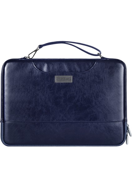15-15.6 Inç Dizüstü Bilgisayar Taşıma Çantası Pu Deri Laptop Çantası-Mavi (Yurt Dışından)