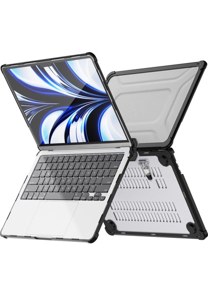 MacBook Air 13 INÇ(2022)M2 A2681 Laptop Kılıfı Pc+Tpu Kickstand Isı Dağıtımı Kapağı-Siyah (Yurt Dışından)
