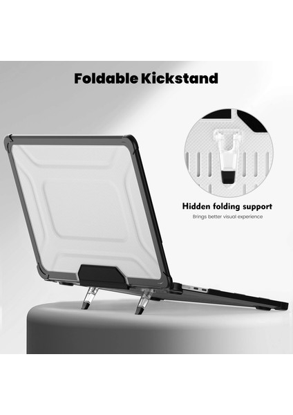 MacBook Air 13 INÇ(2022)M2 A2681 Laptop Kılıfı Pc+Tpu Kickstand Isı Dağıtımı Kapağı-Siyah (Yurt Dışından)