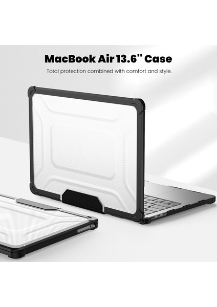 MacBook Air 13 INÇ(2022)M2 A2681 Laptop Kılıfı Pc+Tpu Kickstand Isı Dağıtımı Kapağı-Siyah (Yurt Dışından)