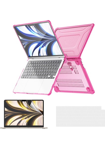MacBook Air 13 INÇ(2024)A2681(M2)/A3113(M3)/(2022)(ABD)PC Laptop Kapağı-Pembe Için Koruyucu Kickstand Kılıf (Yurt Dışından)