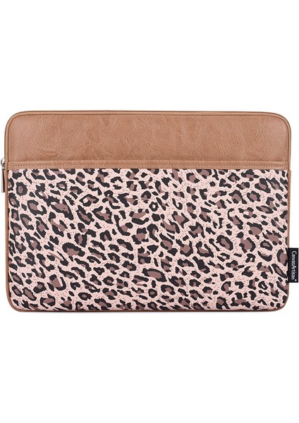 Canvasartısan G31-36 11 Inç Dizüstü Bilgisayar Yumuşak Astar Taşıma Çantası Leopar Baskı Pu Deri Defter Koruyucu Kılıf-Haki (Yurt Dışından)
