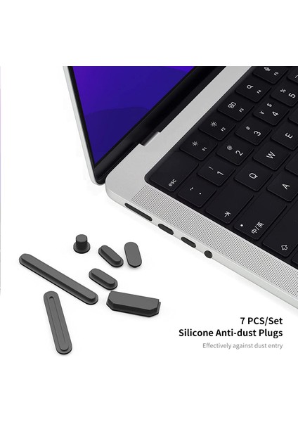 MacBook Pro 16 Inç (2021)A2485 (Abd Versiyonu)Mat Pc Koruyucu Kapak + Ultra Ince Tpu Klavye Kaplaması + Silikon Toz Tıkaçları-Mor (Yurt Dışından)