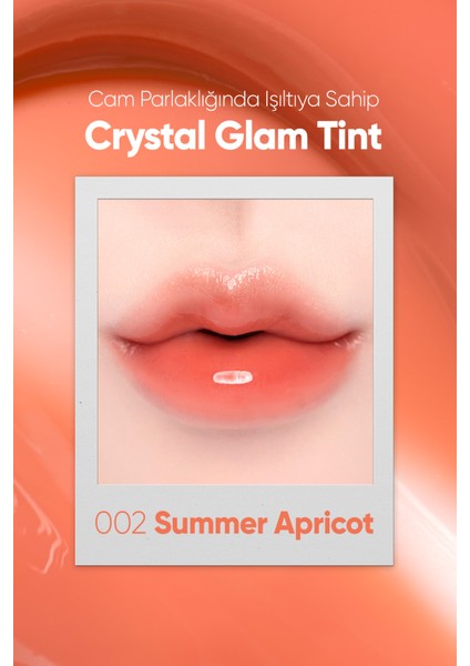 Yapışkanlık Hissi Vermeyen Yoğun Işıltılı Tint CLIO Crystal Glam Tint (02 Summer Apricot)