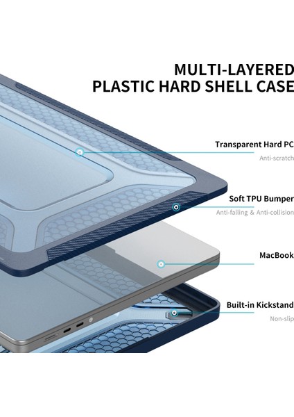 MacBook Pro 14 Inç (2021)A2442 (Ab Versiyonu)Hard Pc Darbeye Dayanıklı Dizüstü Bilgisayar Kabuğu Katlama Kickstand Koruyucu Kapak, Tpu Klavye Filmi + Anti-Toz Fişleri-Gri (Yurt Dışından) modelleri