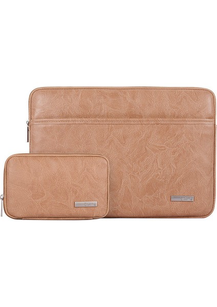 Canvasartısan L38-T0621 15 Inç Ultra Ince Büyük Dizüstü Bilgisayar Kol Çantası Pu Deri Dizüstü Bilgisayar Küçük Kese ile Taşıma Çantası-Haki (Yurt Dışından)