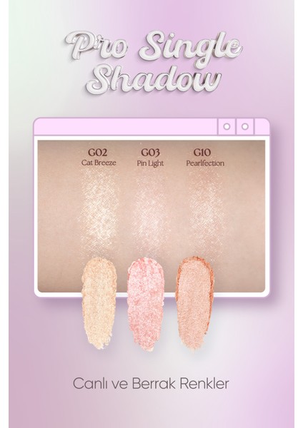 İnci Işıltılı Kremsi Dokuya Sahip Tekli Far CLIO Pro Single Shadow (23FW) (G02 Cat Breeze)