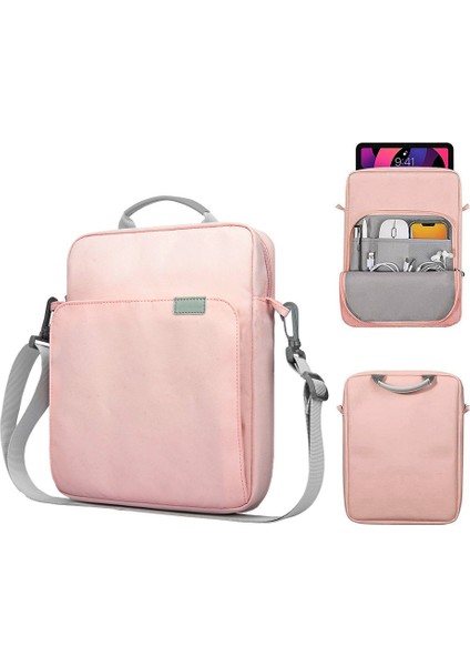 iPad Için 11 Inç Tablet Su Geçirmez Kol Omuz Çantası Darbeye Dayanıklı Çanta (Tek Saplı) - Pembe (Yurt Dışından)