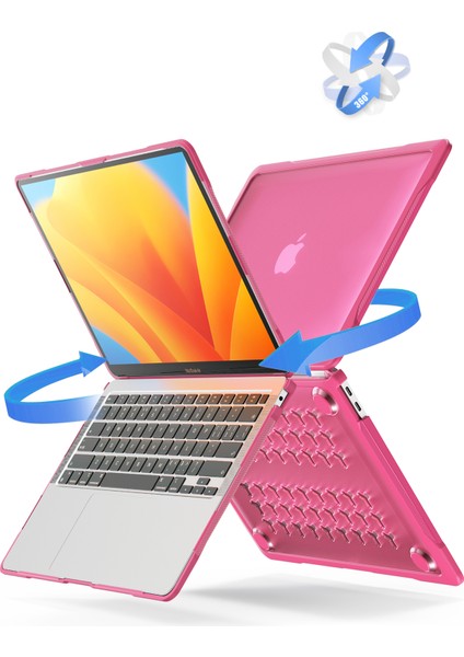 MacBook Air 13 INÇ(2018)A1932 /(2020)A2337 M1 A2179 Darbeye Dayanıklı Pc + Tpu Kapak Anti-Drop Laptop Kılıfı-Gül (Yurt Dışından)