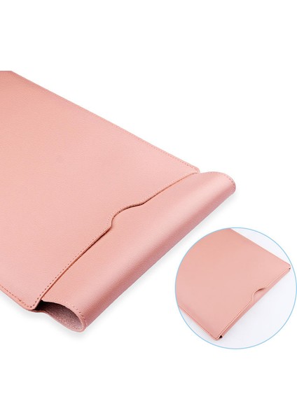 13 Inç Pu Deri Laptop Çantası Ultra Ince Taşıma Çantası+Küçük Çanta-Pembe (Yurt Dışından)