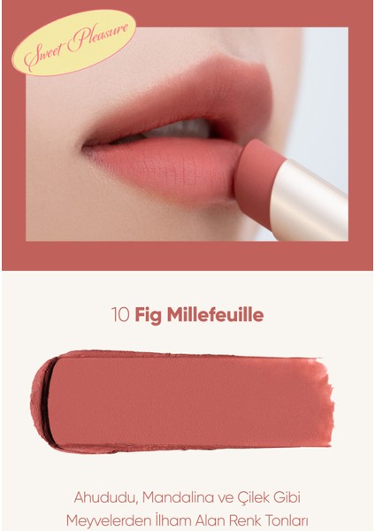 Yumuşak Dokulu, Hafif Mat Görünüm Sunan Ruj CLIO Chiffon Mood Lip (10 Fig Millefeuille)