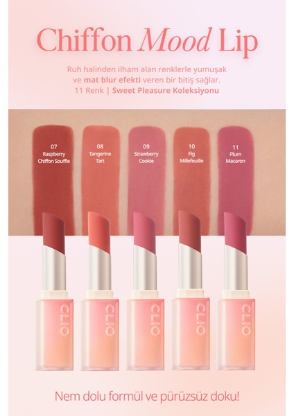 Yumuşak Dokulu, Hafif Mat Görünüm Sunan Ruj CLIO Chiffon Mood Lip (10 Fig Millefeuille)