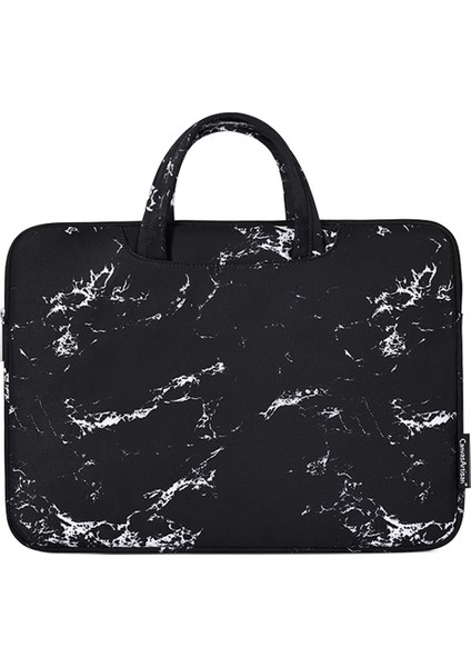 Canvasartısan H32-B01 Mermer Desen 15 Inç Fermuarlı Laptop Çantası Bilgisayar Dizüstü Taşıma Çantası Çanta-Siyah (Yurt Dışından)