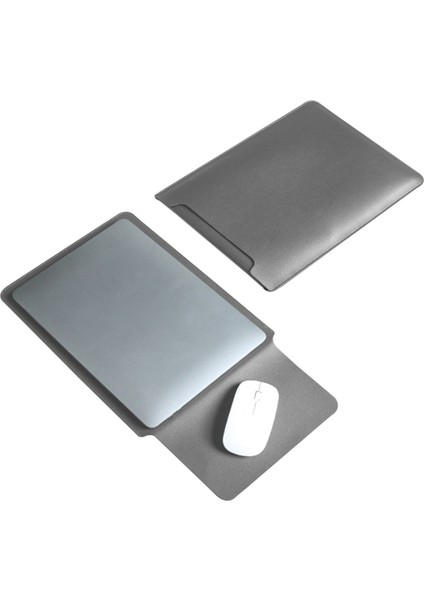 13 Inç Pu Deri Laptop Çantası Ultra Ince Dikey Dizüstü Bilgisayar Kılıfı-Grafit Gri (Yurt Dışından)