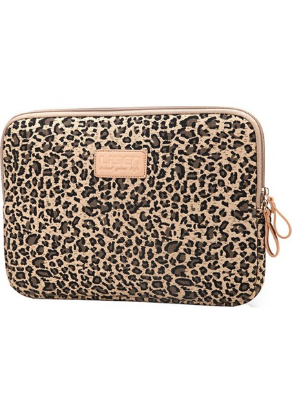 Lısen 13 Inç Dizüstü Bilgisayarlar Için Taşıma Çantası Şık Retro Leopar Desenli Saklama Çantası 34,5 x 24 x 1,5 Cm-Kahverengi (Yurt Dışından)