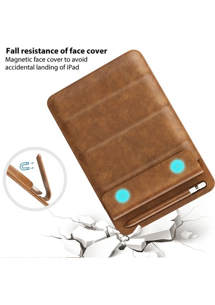 A08 iPad 9.7/10.2/10.5/11-Inç Taşınabilir Pu Deri Kol Tablet Standı Drop-Proof Çanta Kalem Yuvası-Siyah (Yurt Dışından)
