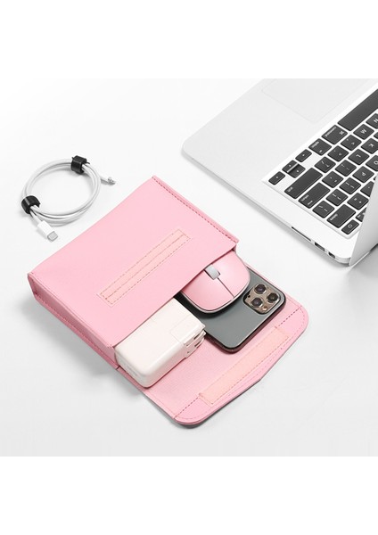 MacBook Için 11-12 Inç Dizüstü Saklama Çantası Çizilmez Pu Deri Dizüstü Bilgisayar Kol Mouse Pad-Sarı (Yurt Dışından)