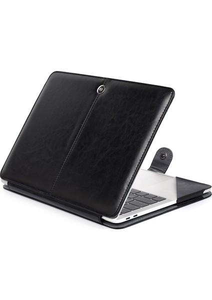 MacBook Pro 14.2 Inç 2021(A2442)-SIYAH Için Yüksek Kaliteli Darbeye Dayanıklı Dizüstü Bilgisayar Kılıfı Pu Deri Kapak (Yurt Dışından)