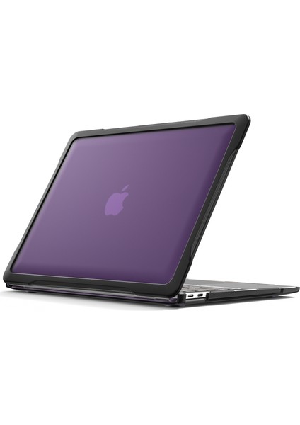 MacBook Air 13 INÇ(2018)A1932 /(2020)A2337 M1 A2179 Darbeye Dayanıklı Pc + Tpu Kapak Anti-Drop Laptop Kılıfı-Şeffaf Mor (Yurt Dışından)