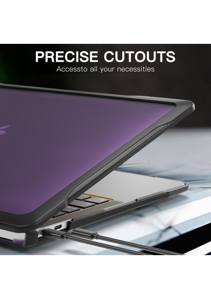 MacBook Air 13 INÇ(2018)A1932 /(2020)A2337 M1 A2179 Darbeye Dayanıklı Pc + Tpu Kapak Anti-Drop Laptop Kılıfı-Şeffaf Mor (Yurt Dışından)