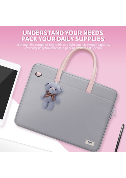 Bubm 14-Inç Ayı Kolyeli Laptop Çantası Çizilmeye Dayanıklı Dayanıklı Taşınabilir Dizüstü Taşıma Çantası-Gri (Yurt Dışından) fiyatları