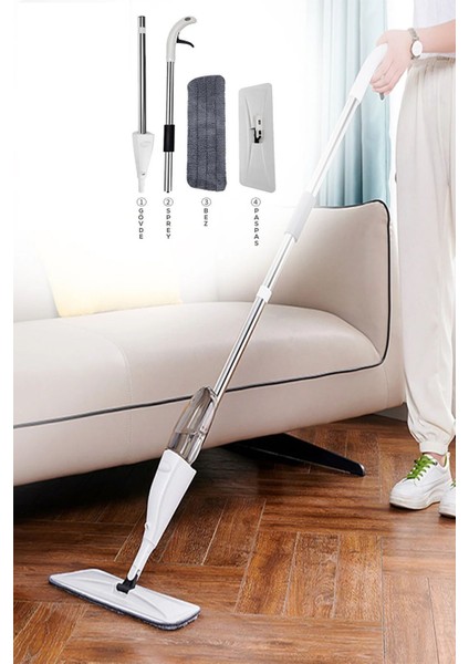 Vitello Sprey Mop 360 Derece Dönen Su Püskürtmeli Spray Mop 4 Adet Mikrofiber Mop Bez Beyaz fiyatları