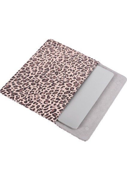 Canvasartısan E31-01 Leopar Baskılı Moda Dizüstü Bilgisayar Kılıfı Pu Deri Manyetik Kapaklı Zarf Dizüstü Bilgisayar Çantası-Sarı/15 Inç (Yurt Dışından)