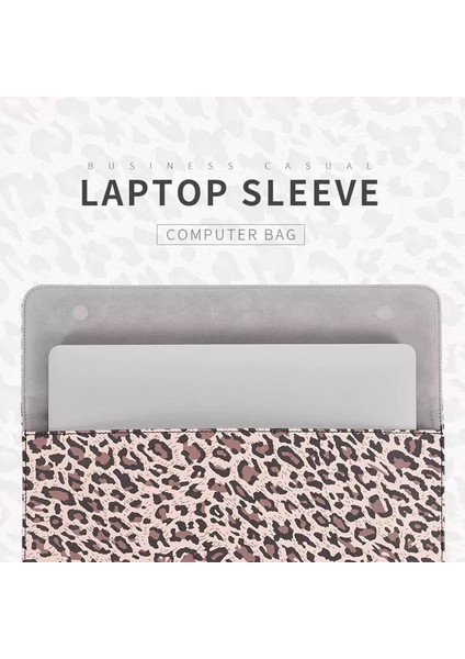 Canvasartısan E31-01 Leopar Baskılı Moda Dizüstü Bilgisayar Kılıfı Pu Deri Manyetik Kapaklı Zarf Dizüstü Bilgisayar Çantası-Sarı/15 Inç (Yurt Dışından)