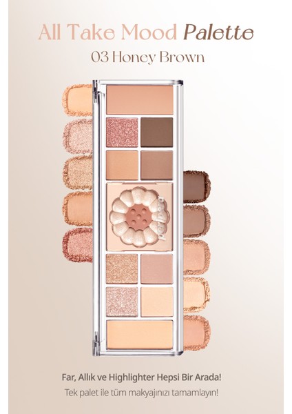 Çok Fonksiyonlu Makyaj Paleti PERIPERA All Take Mood Like Palette (03 Honey Brown) (Honey K-Ookie)