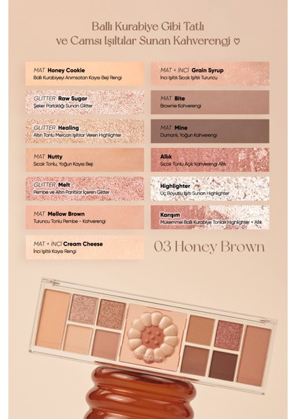 Çok Fonksiyonlu Makyaj Paleti PERIPERA All Take Mood Like Palette (03 Honey Brown) (Honey K-Ookie)