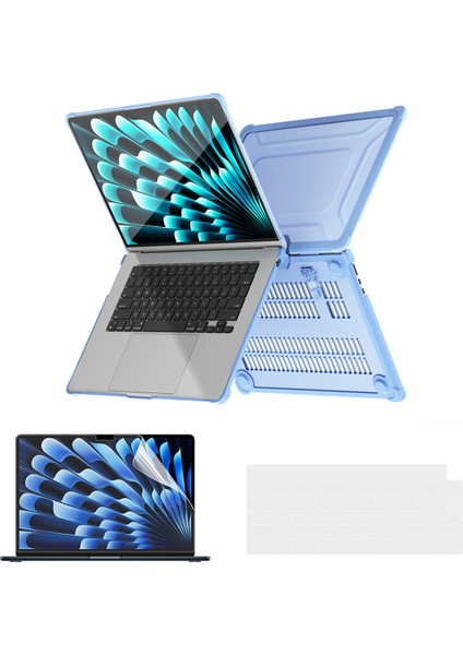 Macbook Air 15 INÇ(2023)A2941(AB Versiyonu)Çizilmez Dizüstü Bilgisayar Kılıfı ve Kickstand-Mavi Için Ince Sert Pc Kılıfı (Yurt Dışından)